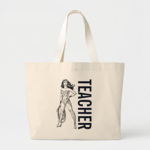 Bolso De Tela Gigante Mujer Maravilla Pose Blanco y Negro