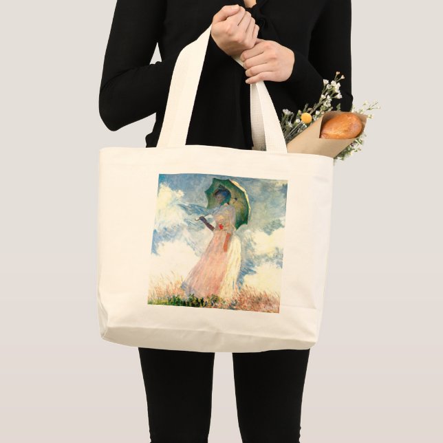 Bolso De Tela Gigante Mujer Monet con una sombrilla a la izquierda (Anverso (producto))