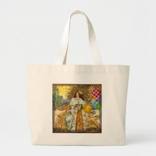 Bolso De Tela Gigante Mujer Vintage Sol Dorado: Arte Collage Zodiaco Leo