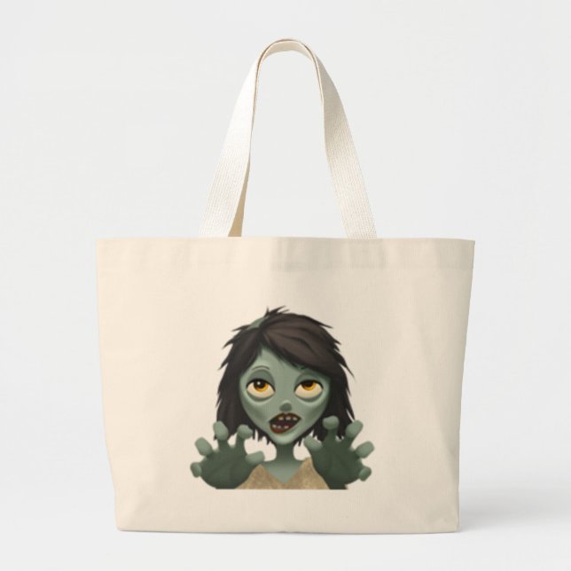 Bolso De Tela Gigante Mujer Zombie - Emoji (Frente)