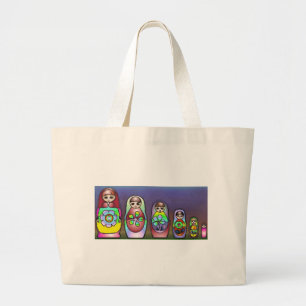 Bolso De Tela Gigante Muñecas rusas en una fila