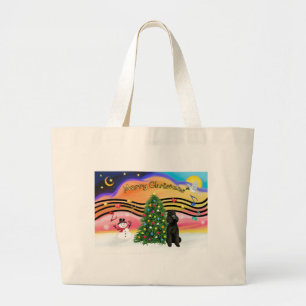 Bolso De Tela Gigante Música de Navidad 2-Caniche- Negro Estándar