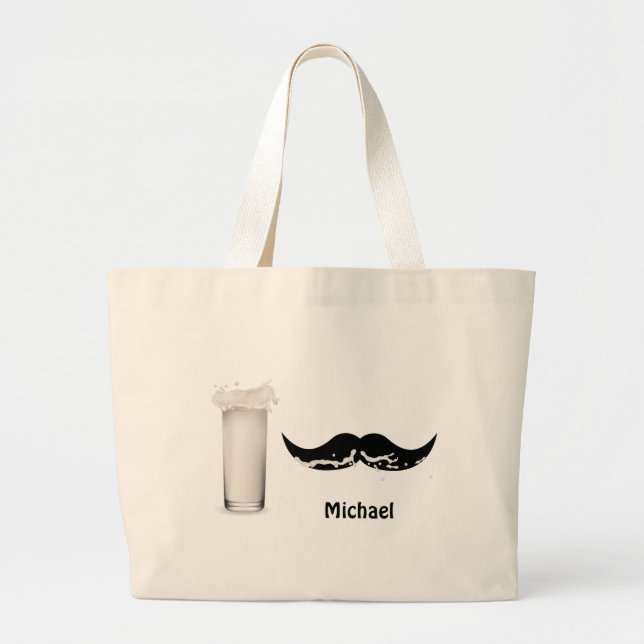 Bolso De Tela Gigante Mustache de leche personalizado (Frente)