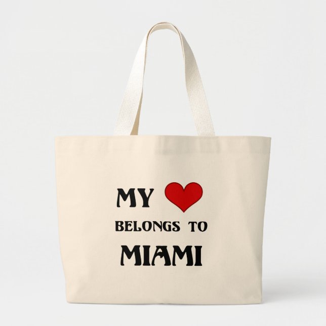 Bolso De Tela Gigante My Heart pertenece a Miami (Frente)