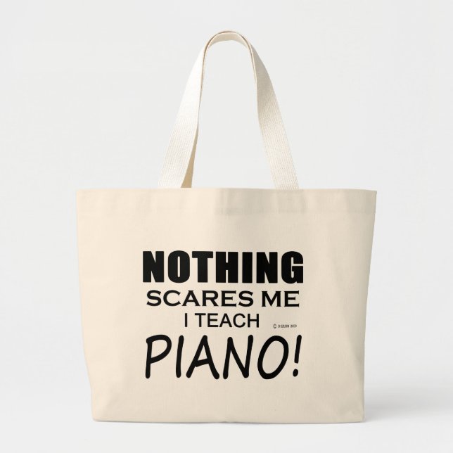 Bolso De Tela Gigante Nada me asusta el piano (Frente)