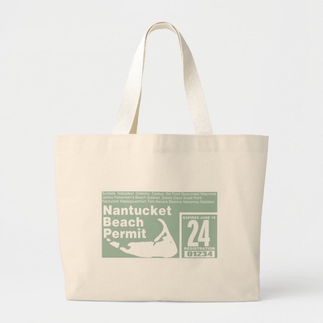 Bolso De Tela Gigante Nantucket Beach Permit 2024 green (Frente)