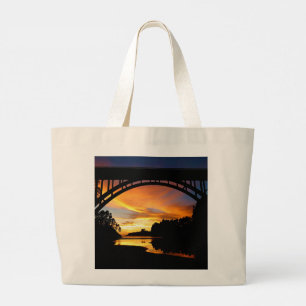 Bolso De Tela Gigante Naranja California Coastal Sunset Under Bridge
