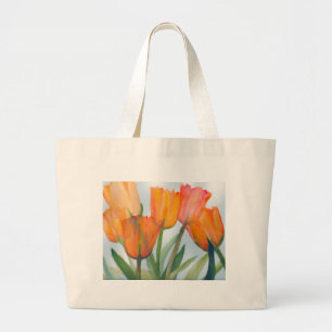 Bolso De Tela Gigante Naranja Citrus Tulips