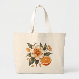 Bolso De Tela Gigante Naranja dorado florecimiento con naranja