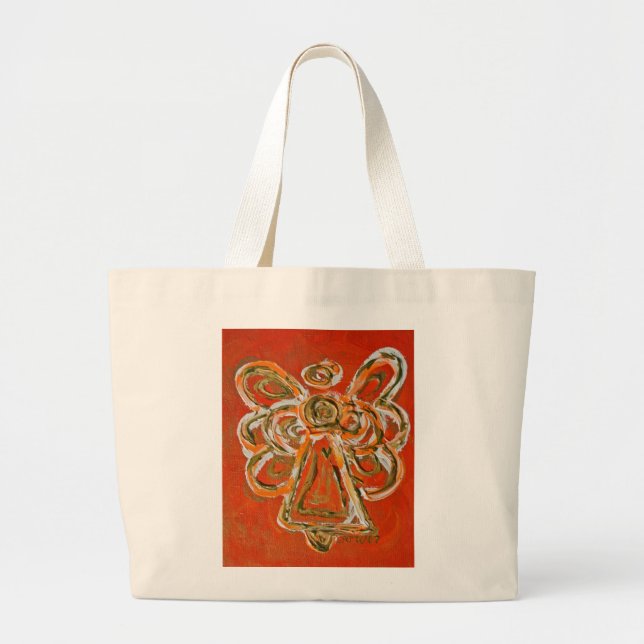 Bolso De Tela Gigante Naranja Guardian Angel Art Personalizado Tote Bag (Frente)