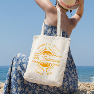 Bolso De Tela Gigante Naranja moderno Sunny Summer Family Name Vacation
