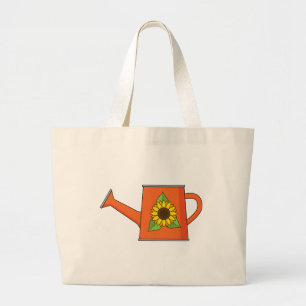 Bolso De Tela Gigante Naranja regando lata con girasol