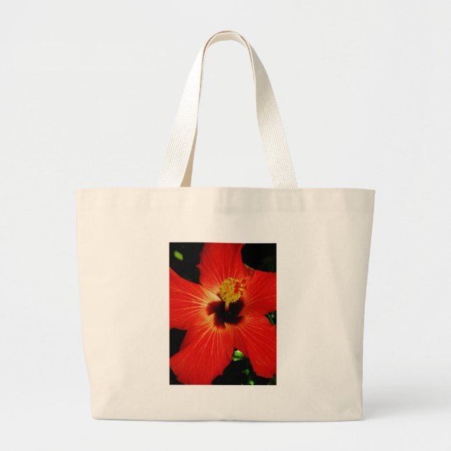 Bolso De Tela Gigante Naranja rojo brillante Hibiscus Flower (Frente)