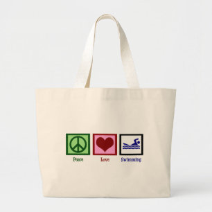Bolso De Tela Gigante Natación del amor de la paz