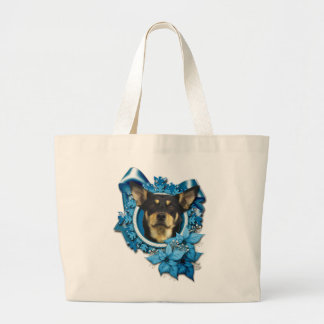 Bolso De Tela Gigante Navidad - copo de nieve azul - Kelpie australiano
