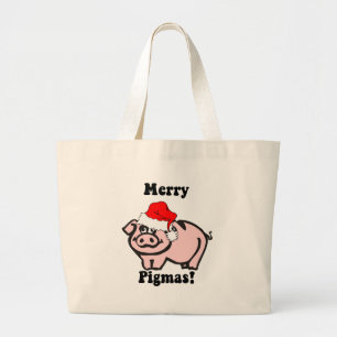 Bolso De Tela Gigante Navidad divertido del cerdo