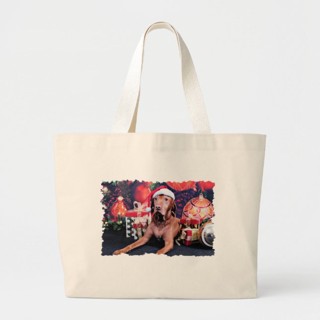 Bolso De Tela Gigante Navidad - Vizsla - Budda (Frente)