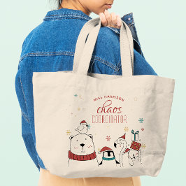 Bolso De Tela Gigante Navidades Animales Coordinador de caos Personaliza