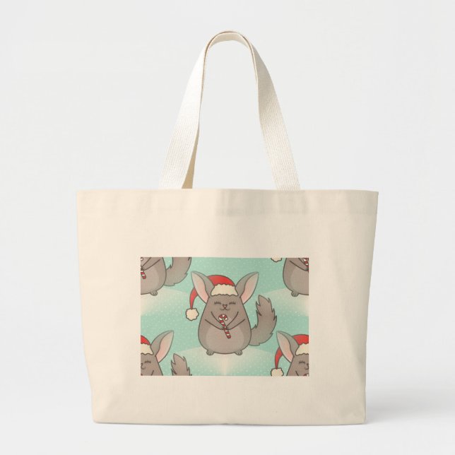 Bolso De Tela Gigante navidades chinchillas (Frente)