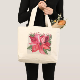BOLSO DE TELA GIGANTE NAVIDADES CLÁSICOS POINSETIA FLOWER SECRET SANTA