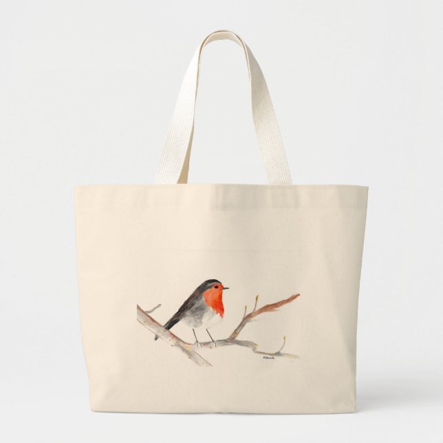 Bolso De Tela Gigante Navidades de acuarela Robin (Frente)