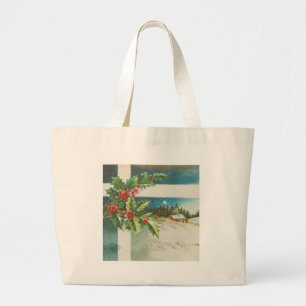 Bolso De Tela Gigante Navidades de la escena Holly Snow Winter