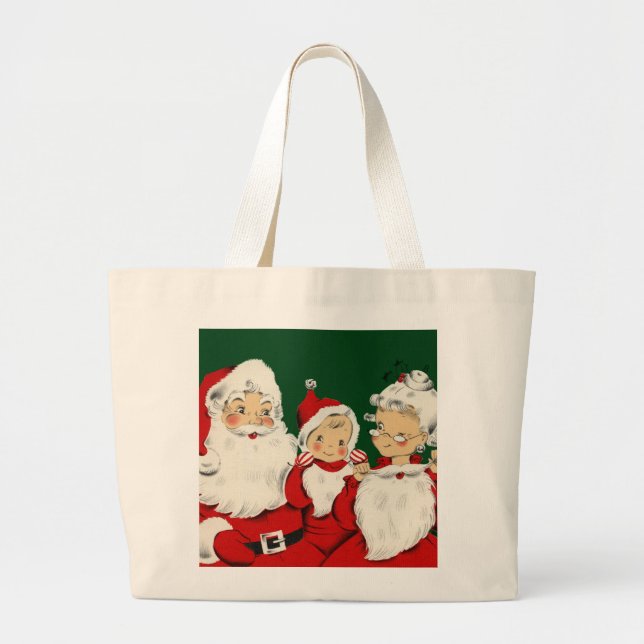 Bolso De Tela Gigante Navidades de la familia Santa (Frente)