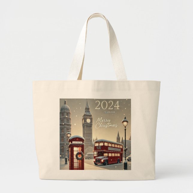 Bolso De Tela Gigante Navidades de Londres | Big Ben y la fiesta de Lond (Frente)
