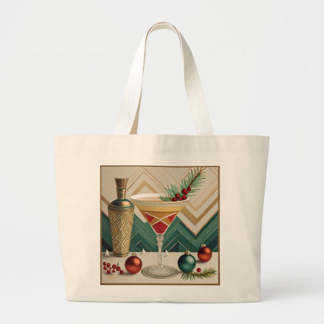 Bolso De Tela Gigante Navidades de Mid Century Fiesta de cócteles Hora f (Frente)