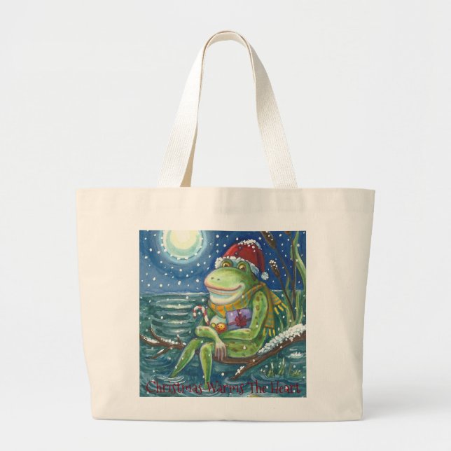Bolso De Tela Gigante Navidades de registro de rana TOTE BAG (Frente)