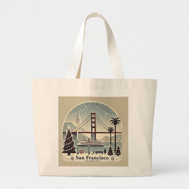 Bolso De Tela Gigante Navidades de San Francisco - Golden Gate Bridge (Frente)