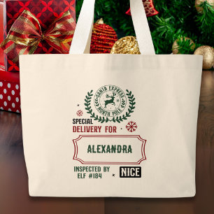 Bolso De Tela Gigante Navidades de Santa Express (nombre personalizado)