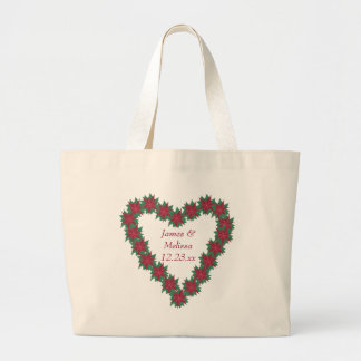 Bolso De Tela Gigante Navidades del corazón de Poinsettia Boda Tote Bags