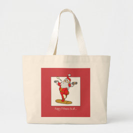 Bolso De Tela Gigante Navidades del ejercicio de fitness feliz con Santa