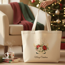 Bolso De Tela Gigante Navidades florales Unicorn | Feliz Navidad