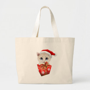 Bolso De Tela Gigante Navidades gatitos Santa con regalo