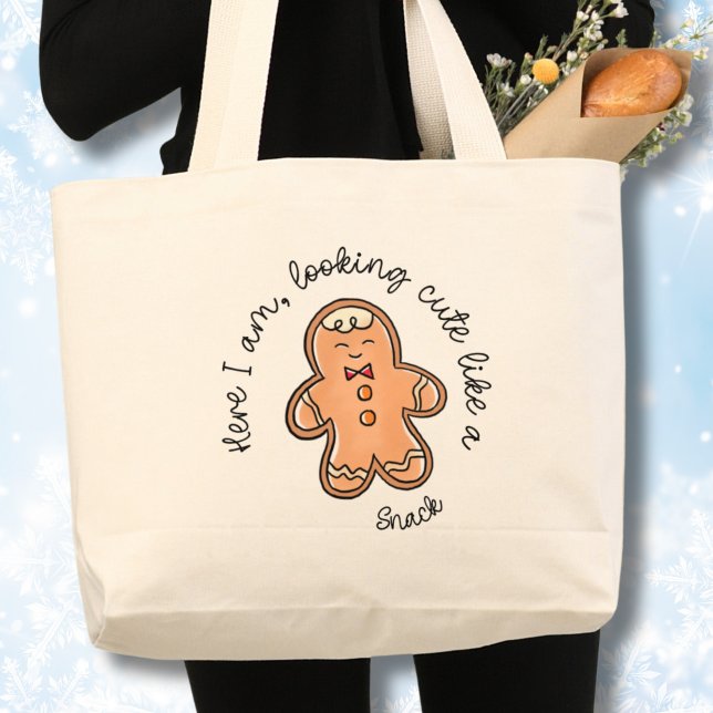 Bolso De Tela Gigante Navidades Gingerbread Cookie (Christmas gingerbread cookie tote bag, Funny totebag, looking cute like a snack,Christmas joke)