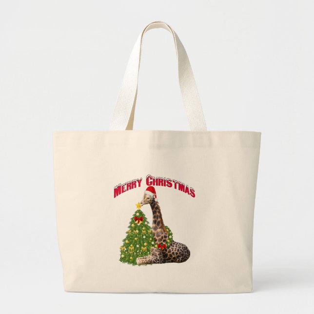 Bolso De Tela Gigante Navidades Giraffe (Frente)