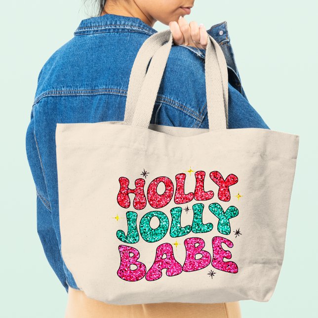 Bolso De Tela Gigante Navidades Holly Jolly Babe guión moderno de Purpur (Subido por el creador)