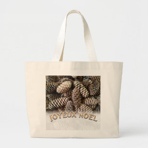 Bolso De Tela Gigante Navidades Joyeux Noel Holiday Pine Cone