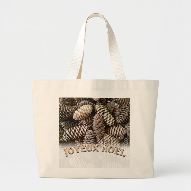 Bolso De Tela Gigante Navidades Joyeux Noel Holiday Pine Cone (Frente)