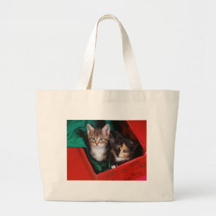 Bolso De Tela Gigante Navidades Kittens