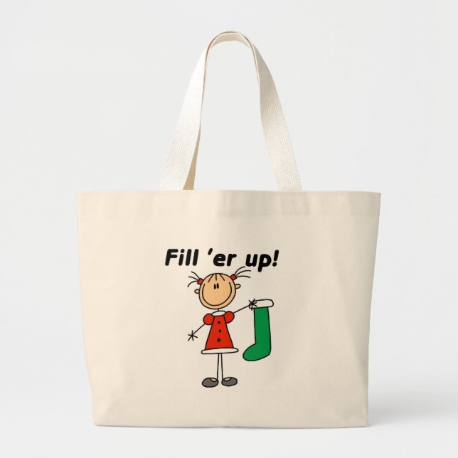 Bolso De Tela Gigante Navidades llenando camisetas y regalos (Frente)