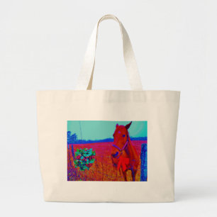Bolso De Tela Gigante Navidades marrones coloreados Caballo : añadir nom