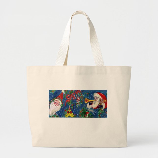 Bolso De Tela Gigante NAVIDADES NIGHT Santa Bugler (Frente)