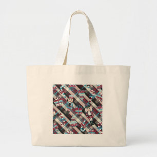 Bolso De Tela Gigante Navidades Nutcracker Plaid Blue Burgundy
