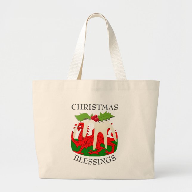 Bolso De Tela Gigante Navidades Poniendo FLAG WELSH (Frente)