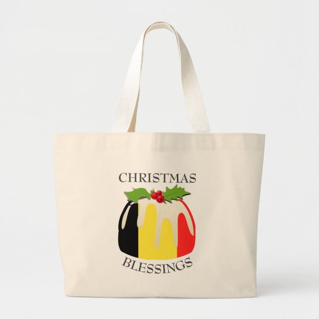 Bolso De Tela Gigante Navidades Poniendo la BANDERA BÉLGICA (Frente)