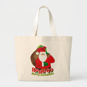 Bolso De Tela Gigante Navidades Santa "Ho Ho Ho Ho Ho Merry Christmas" d