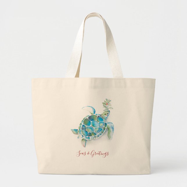 Bolso De Tela Gigante Navidades Tote Bags Coastal Sea Turtle (Frente)